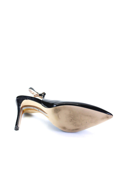 Sam Edelman Womens Pointed Toe Slingback Stiletto Pumps Black Patent Size 10