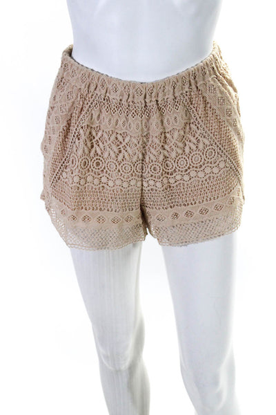 Maje Womens Elastic Waist Lace Pull On Casual Shorts Beige Size 2