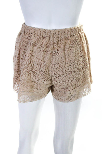 Maje Womens Elastic Waist Lace Pull On Casual Shorts Beige Size 2