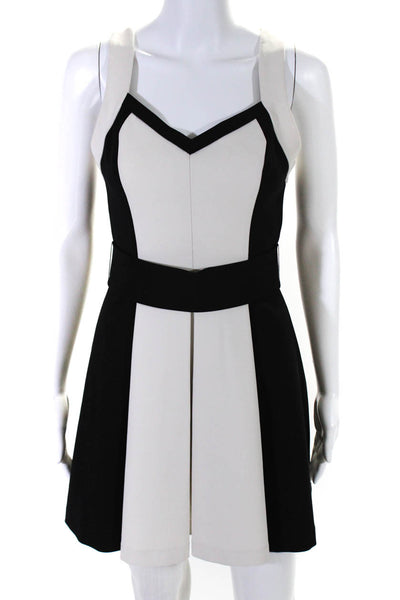 Robert Rodriguez Womens Color Block Ponte Mini A Line Dress Black White Size 4