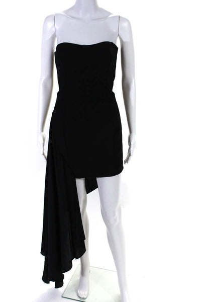 Flavio Castellani Womens Strapless Asymmetrical Mini Sheath Dress Black IT 44