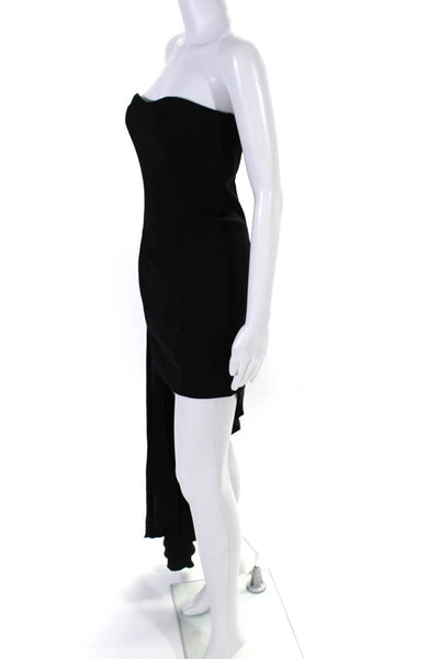 Nanette Lepore Womens Macrame Asymmetrical Drawstring Shift Dress Black Size 0