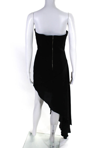 Flavio Castellani Womens Strapless Asymmetrical Mini Sheath Dress Black IT 44