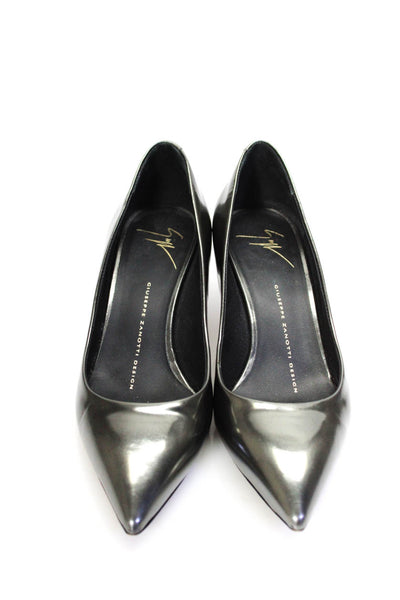 Giuseppe Zanotti Design Womens Metallic Kitten Heels Pumps Silver Size EUR36