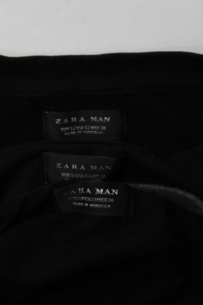 Zara Men's Crewneck Long Sleeves Pullover Sweatshirt Black Size S Lot 3