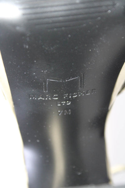 Marc Fisher LTD. Womens Metallic Ankle Buckle Platform Block Heels Gold Size 7.5
