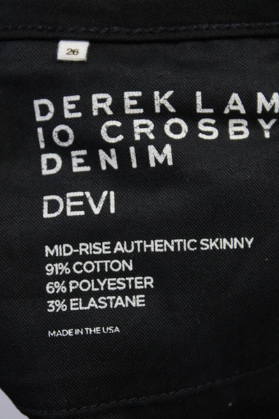 10 Crosby Derek Lam Womens Cotton Buttoned Zip Skinny Leg Pants Black Size EUR26