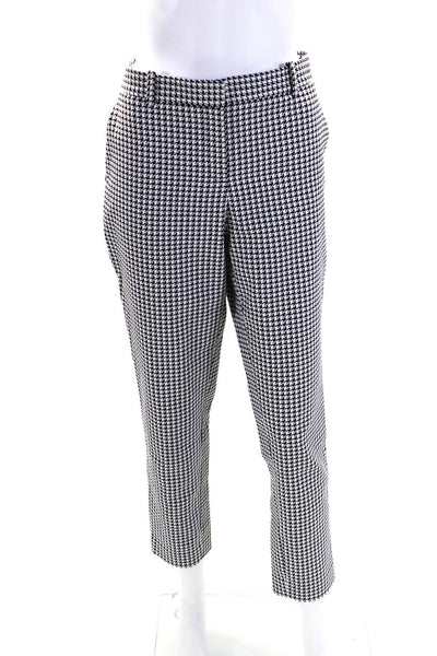 Theory Womens Cotton Houndstooth Print Slim Straight Slacks White Size 10