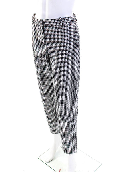 Theory Womens Cotton Houndstooth Print Slim Straight Slacks White Size 10