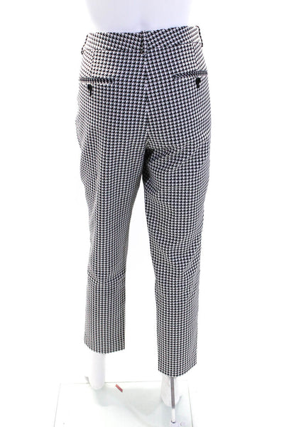 Theory Womens Cotton Houndstooth Print Slim Straight Slacks White Size 10