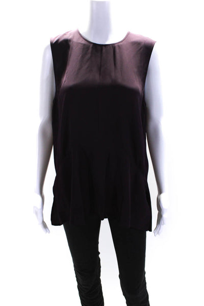 Theory Womens Silk Sleeveless Peplum Tank Blouse Purple Size L