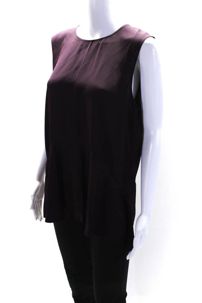 Theory Womens Silk Sleeveless Peplum Tank Blouse Purple Size L