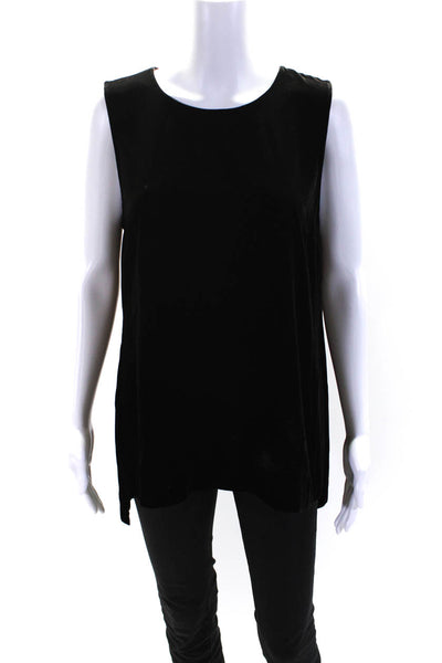 Theory Womens Velour Sleeveless Tank Blouse Black Size L