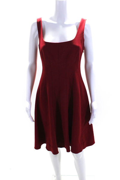 Theory Womens Square Neck Pleated Front Unlined A-Line Dress Ruby Red Size 4