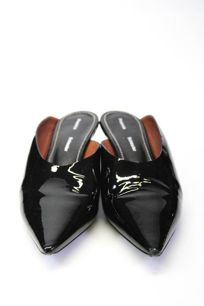 Proenza Schouler Womens Patent Leather Kitten Heels Mules Sandals Black Size 7.5