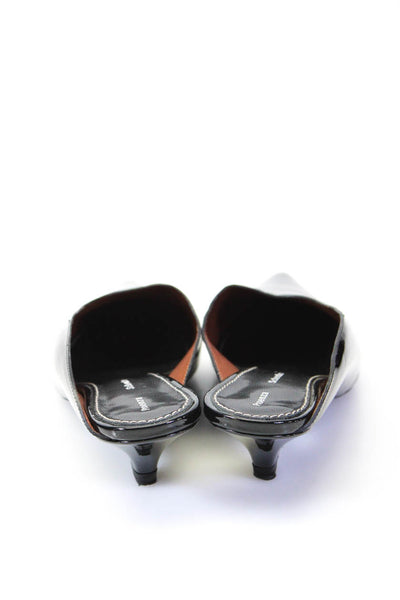Proenza Schouler Womens Patent Leather Kitten Heels Mules Sandals Black Size 7.5