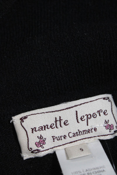 Nanette Lepore Womens Black Cashmere Collar Long Sleeve Sweater Top Size S