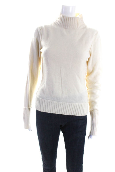 Vince Womens Cream Cashmere Mock Neck Long Sleeve Pullover Sweater Top Size L