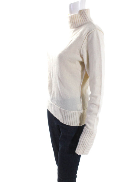 Vince Womens Cream Cashmere Mock Neck Long Sleeve Pullover Sweater Top Size L