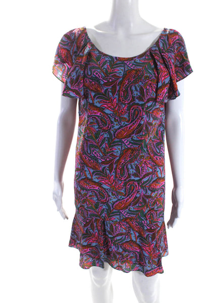 J Crew Womens Silk Paisley Print Low Back Zipped A-Line Dress Red Size 12P