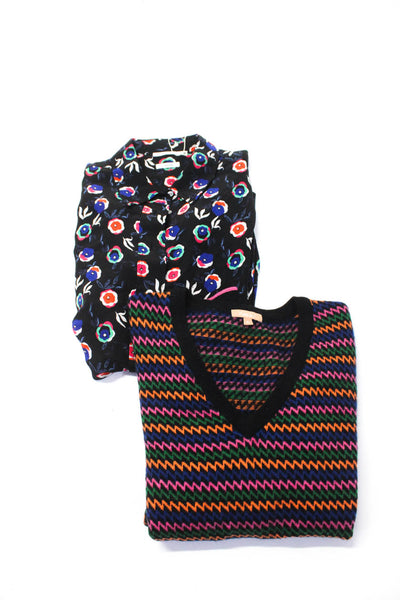 Monoprix  Kier + J Womens Silk Floral Blouse Top Sweater Black Size 40 XL Lot 2