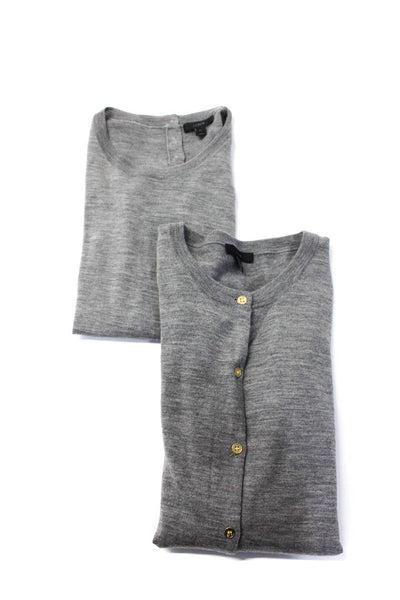 J Crew Womens Merino Wool Sleeveless Tank Top Buttoned Cardigan Set Gray Size L