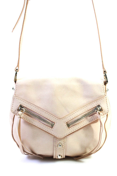 Botkier Womens Leather Foldover Magnetic Closure Shoulder Bag Purse Beige