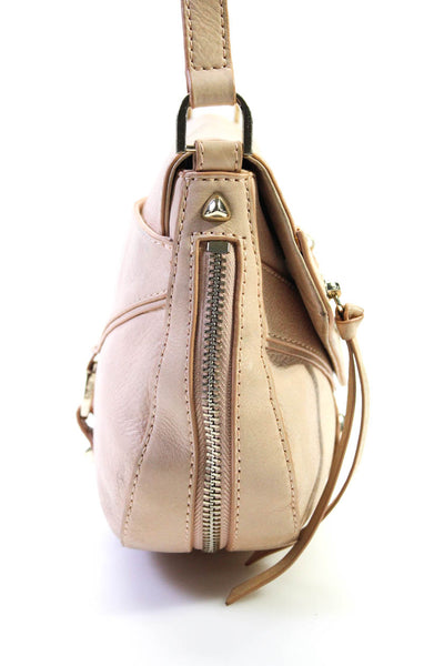 Botkier Womens Leather Foldover Magnetic Closure Shoulder Bag Purse Beige