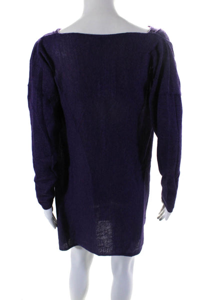 Eileen Fisher Womens Alpaca Long Sleeve Cowl Neck Knit Dress Purple Size XS