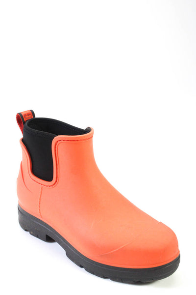 Ugg Womens Orange Rubber Ankle Rain Boots Shoes Size 7