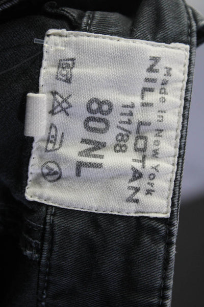 Nili Lotan Womens Dark Gray Mid Rise Zip Cuff Ankle Cotton Pants Size 0