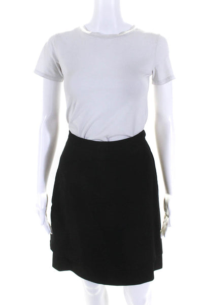 Giorgio Armani Womens Black Wool Knee Length A-Line Skirt Size 8/42