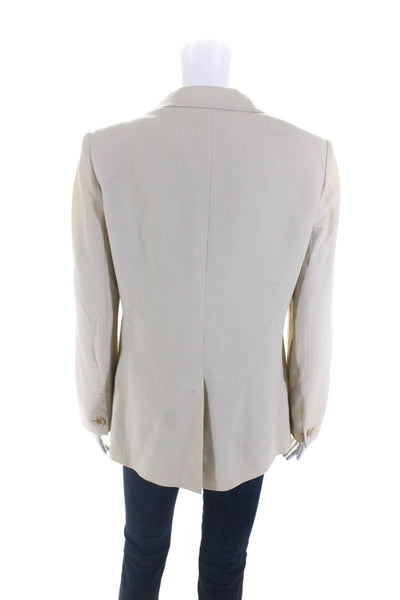 Armani Collezioni Womens Beige Wool Four Button Long Sleeve Blazer Size 8