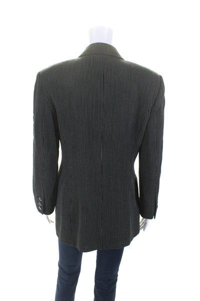 Gianfranco Ferre Womens Black Textured Double Breasted Long Sleeve Blazer Size 8