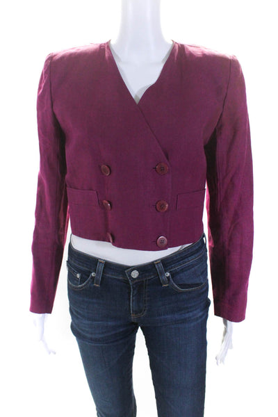 Sonia Rykiel Womens Fuschia Double Breasted Pockets Long Sleeve Blazer Size 40