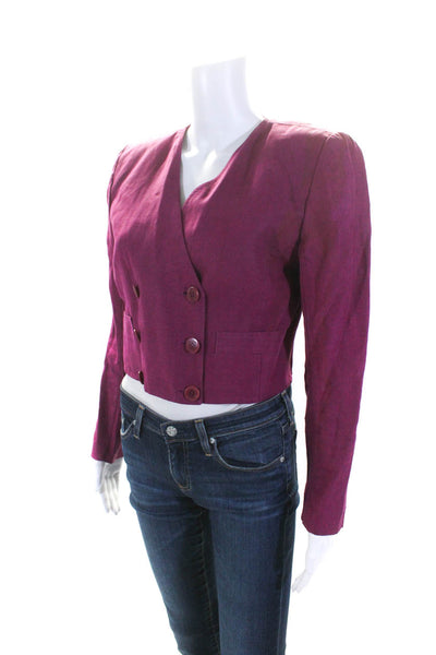 Sonia Rykiel Womens Fuschia Double Breasted Pockets Long Sleeve Blazer Size 40