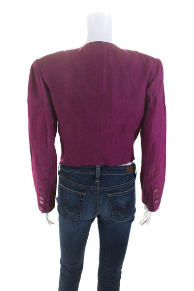 Sonia Rykiel Womens Fuschia Double Breasted Pockets Long Sleeve Blazer Size 40