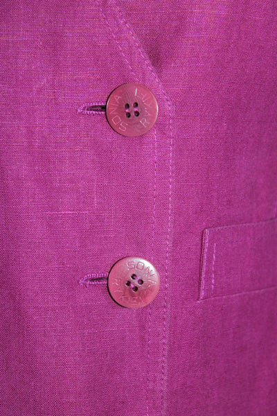 Sonia Rykiel Womens Fuschia Double Breasted Pockets Long Sleeve Blazer Size 40