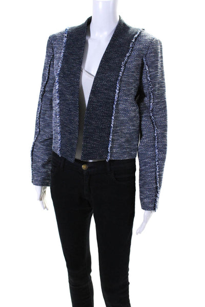 By Malene Birger Women's Long Sleeves Open Front Cropped Jacket Blue Size 38