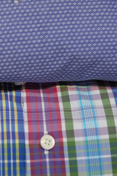 Peter Millar Eton Mens Cotton Plaid Button Up Shirt Multicolor Size L 42 Lot 2
