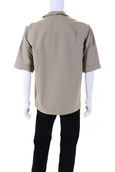 3.1 Phillip Lim Mens Short Sleeve Collared Buttoned Casual Top Beige Size M