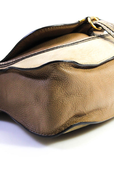 Chloe Womens Beige Leather Reptile Skin Trim Front Pocket Shoulder Bag Handbag