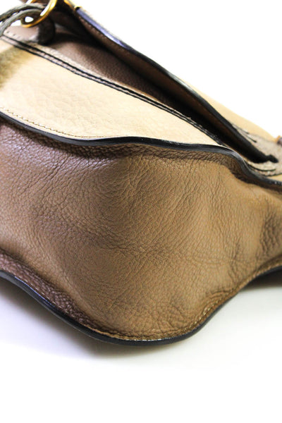 Chloe Womens Beige Leather Reptile Skin Trim Front Pocket Shoulder Bag Handbag