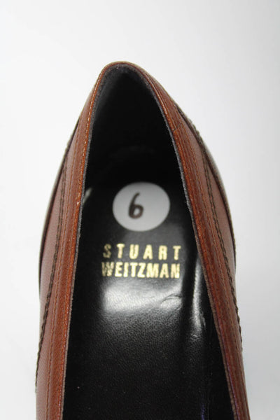 Stuart Weitzman Womens Leather Colorblock Pointed Toe Pumps Brown Size 6US 36EU