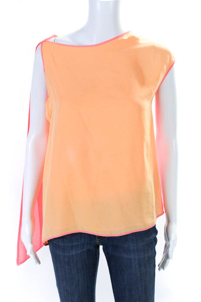 Halston Heritage Womens Color Block Sleeveless Top Blouse Pink Orange Size 0