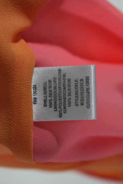 Halston Heritage Womens Color Block Sleeveless Top Blouse Pink Orange Size 0