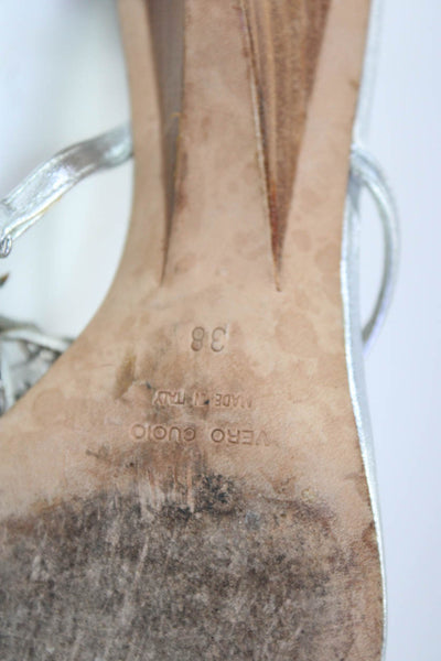 Giuseppe Zanotti Design Rhinestone Metallic Thong Mules Sandals Silver Size 38 8
