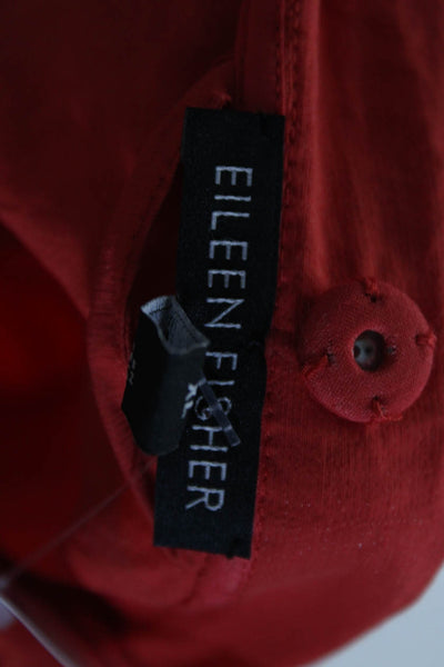 Eileen Fisher Womens Asymmetrical Zip Hooded Lightweight Jacket Red Size XL