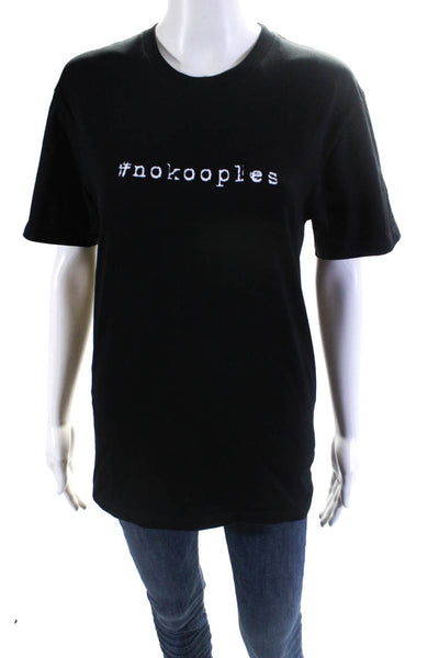 The Kooples Womens Black Cotton Crew Neck Graphic Short Sleeve Tee Top Size XS