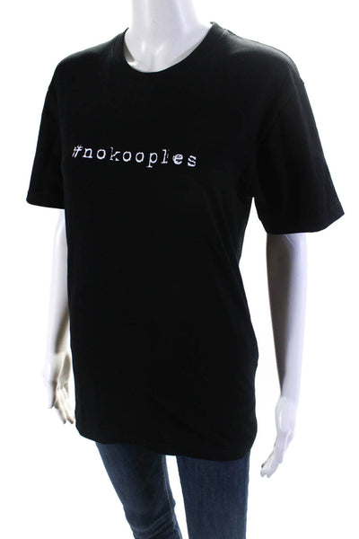 The Kooples Womens Black Cotton Crew Neck Graphic Short Sleeve Tee Top Size XS